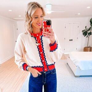 THML Navy RicRac Simpson Cardigan Size Large